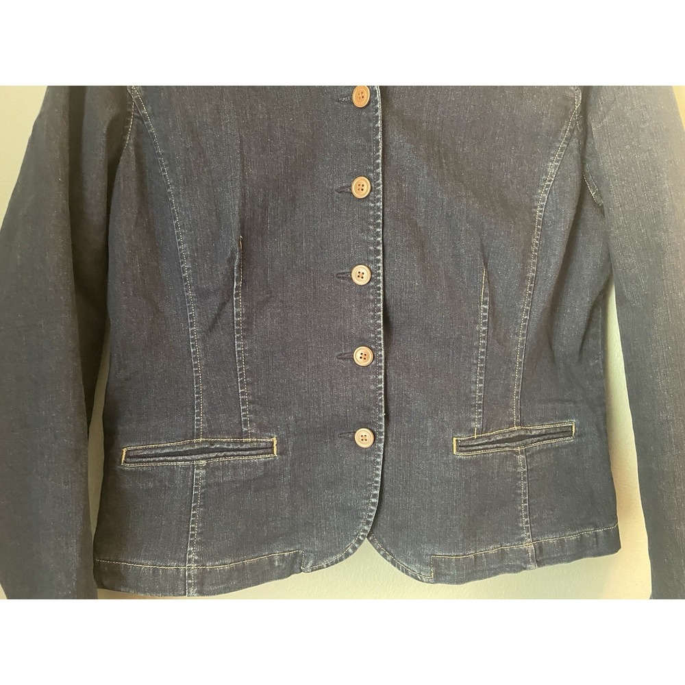 Lauren Jeans Co Ralph Lauren Jean Jacket Womens Medium Denim Dark Wash VTG SZ 14 - Picture 3 of 5